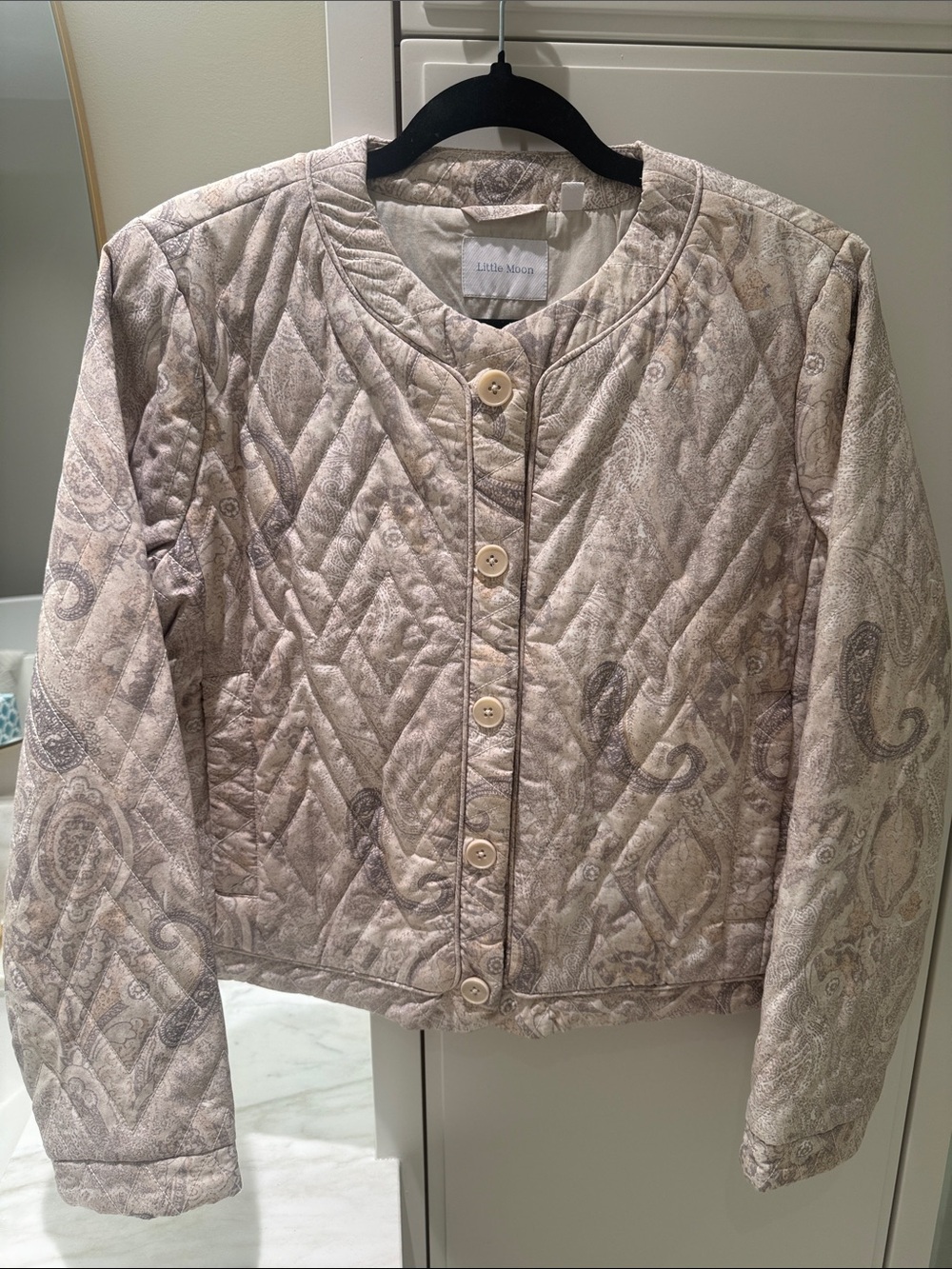 Little Moon Quilted Paisley Jacket in Light Beige